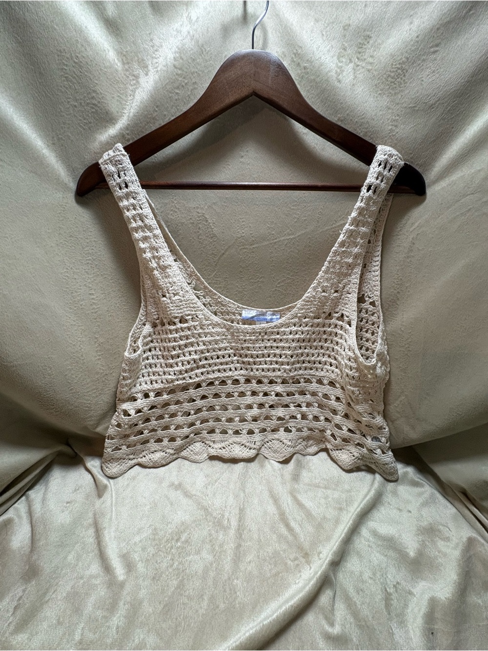 Tidal Wave Beachwear Crochet Crop Tank Large